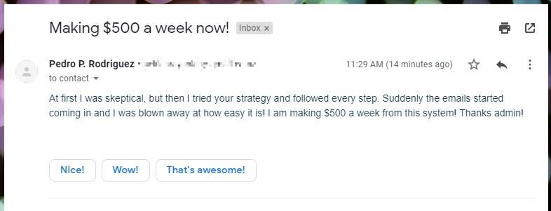 Email profit system testimonial